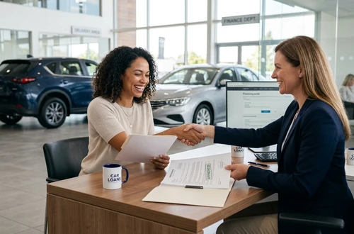Customer getting answers about their car loan